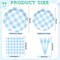 96 Pcs Blue Gingham Baby Shower Tableware 24 Guests (96 Blue Gingham)